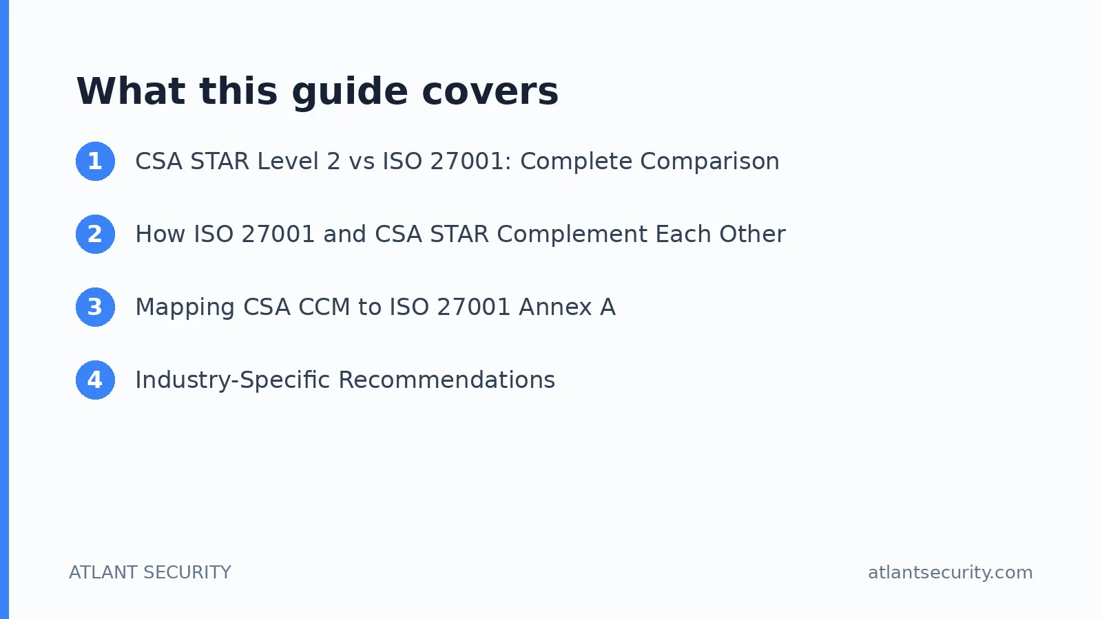 What this guide covers: CSA STAR Level 2 vs ISO 27001: Complete Comparison, How ISO 27001 and CSA STAR Complement Each Other, Mapping 