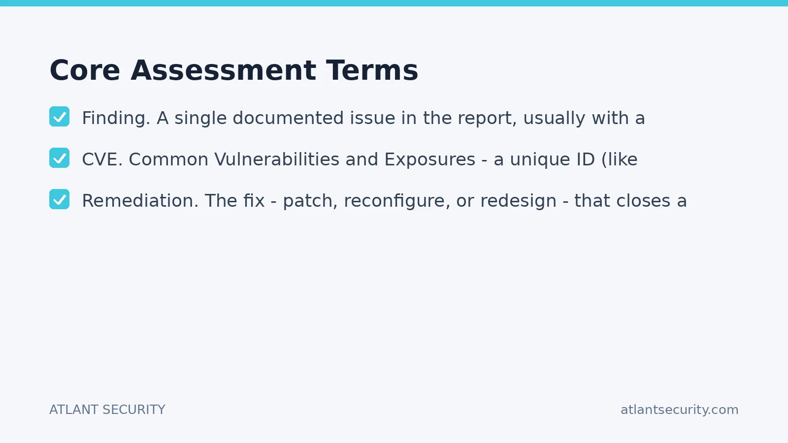 Checklist: Core Assessment Terms