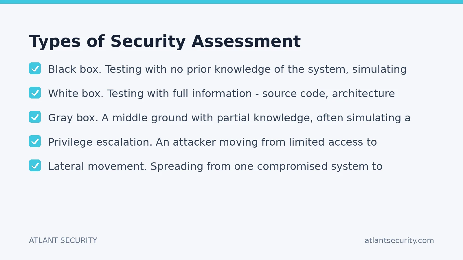 Checklist: Types of Security Assessment
