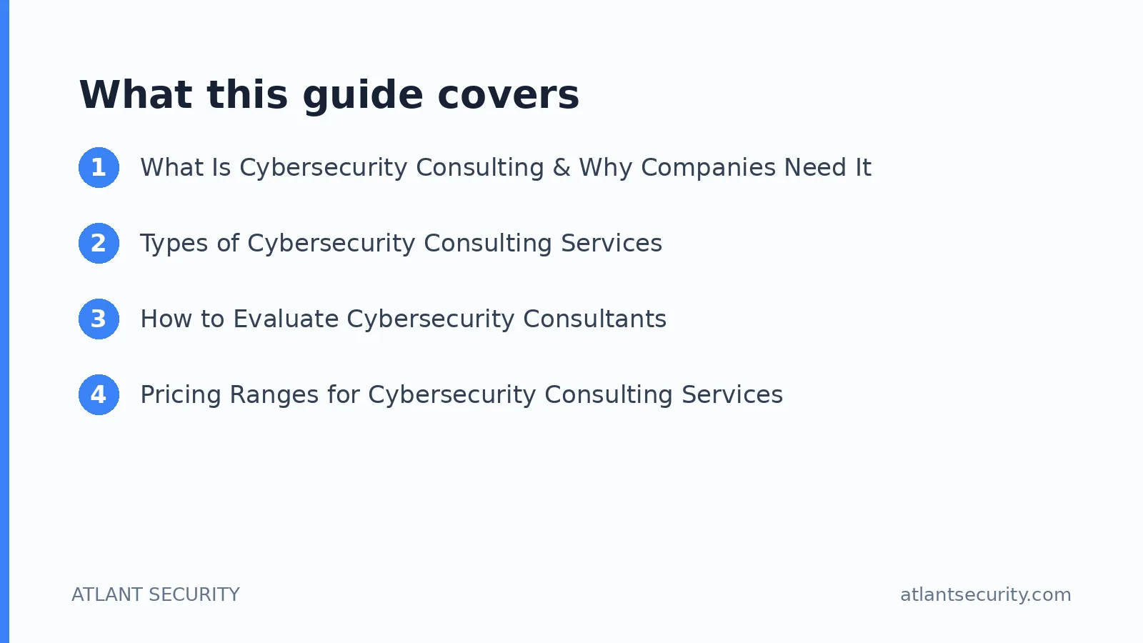 What this guide covers: What Is Cybersecurity Consulting & Why Companies Need It, Types of Cybersecurity Consulting Services, How to E