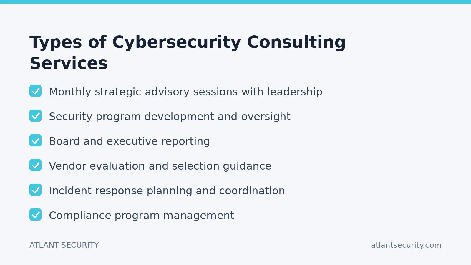 Checklist: Types of Cybersecurity Consulting Services