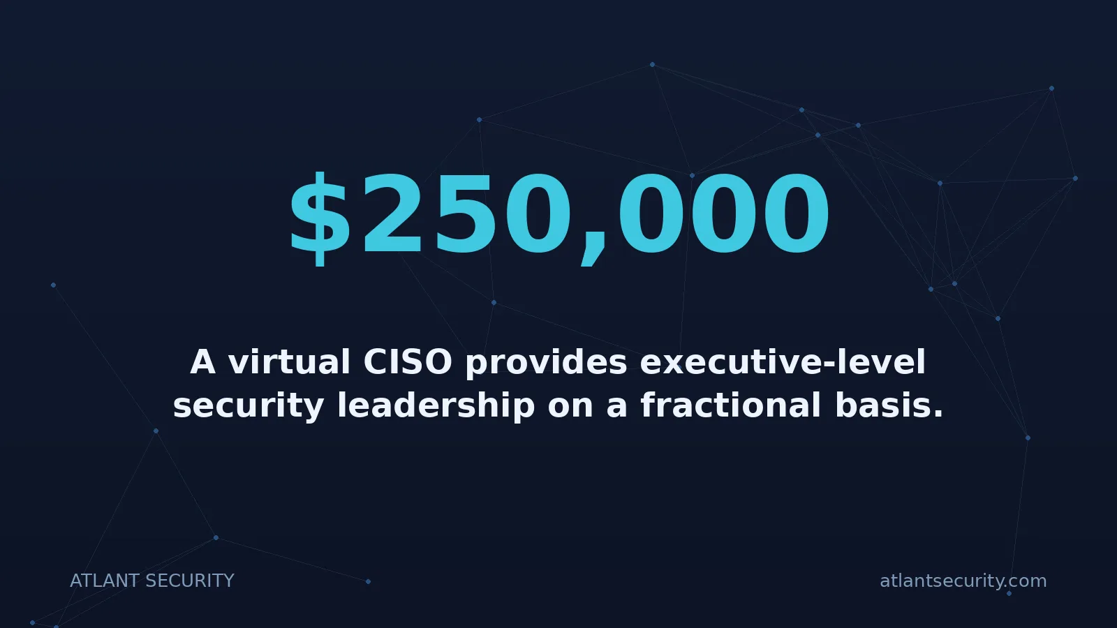 $250,000: A virtual CISO provides executive-level security leadership on a fractional basis.