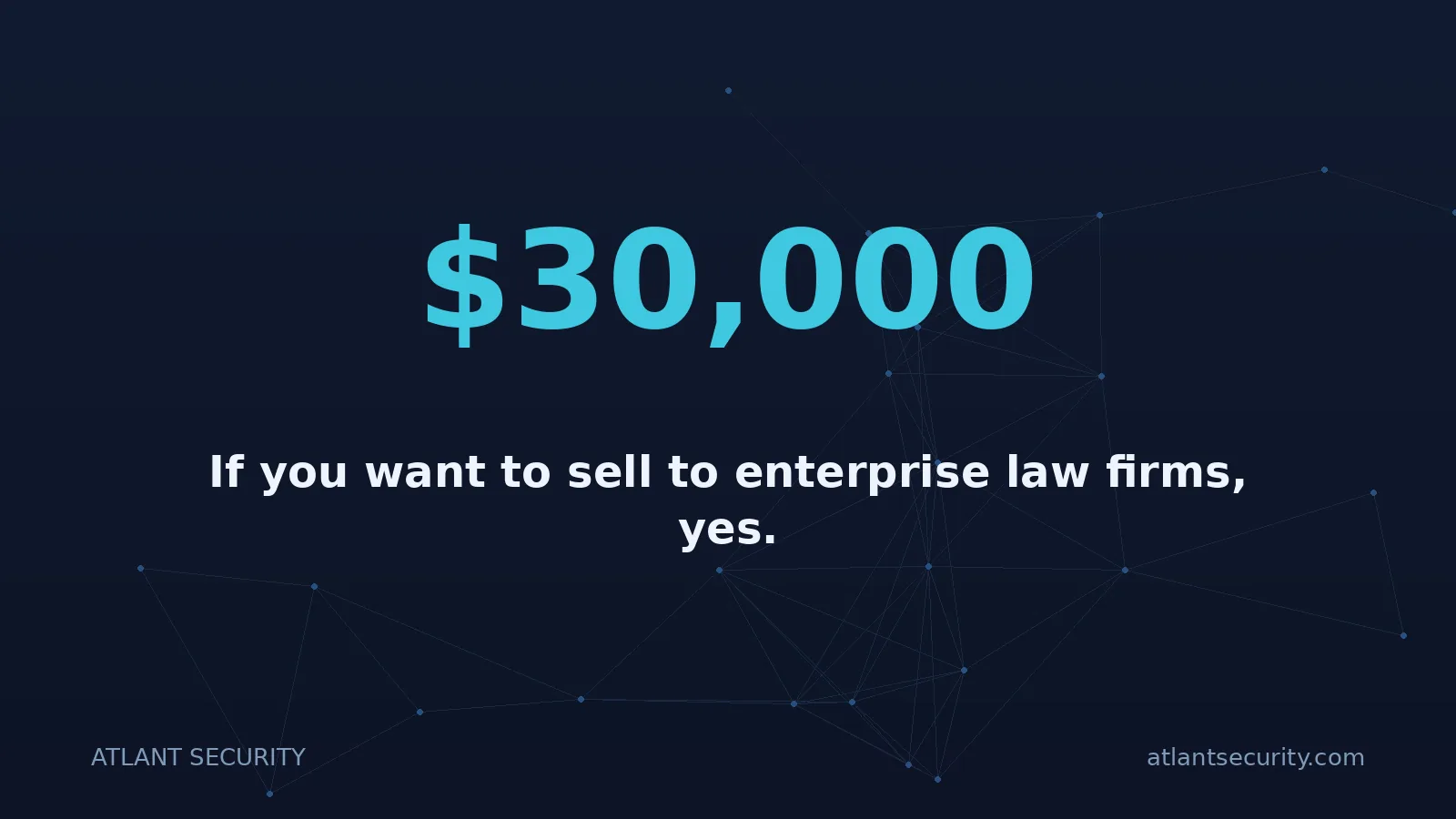 $30,000: If you want to sell to enterprise law firms, yes.