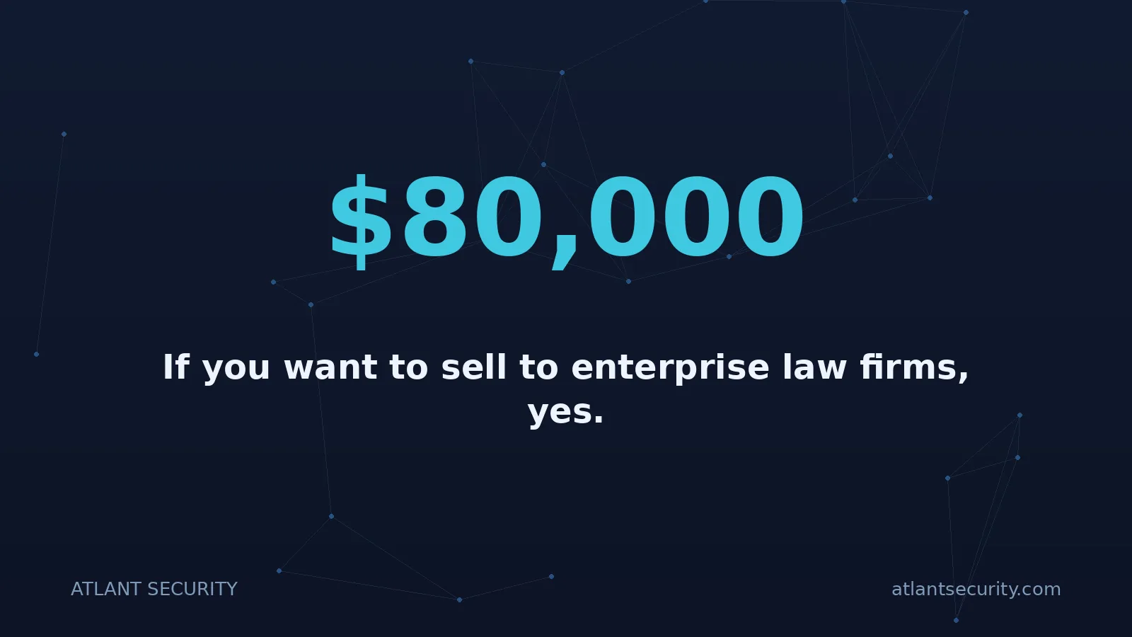 $80,000: If you want to sell to enterprise law firms, yes.