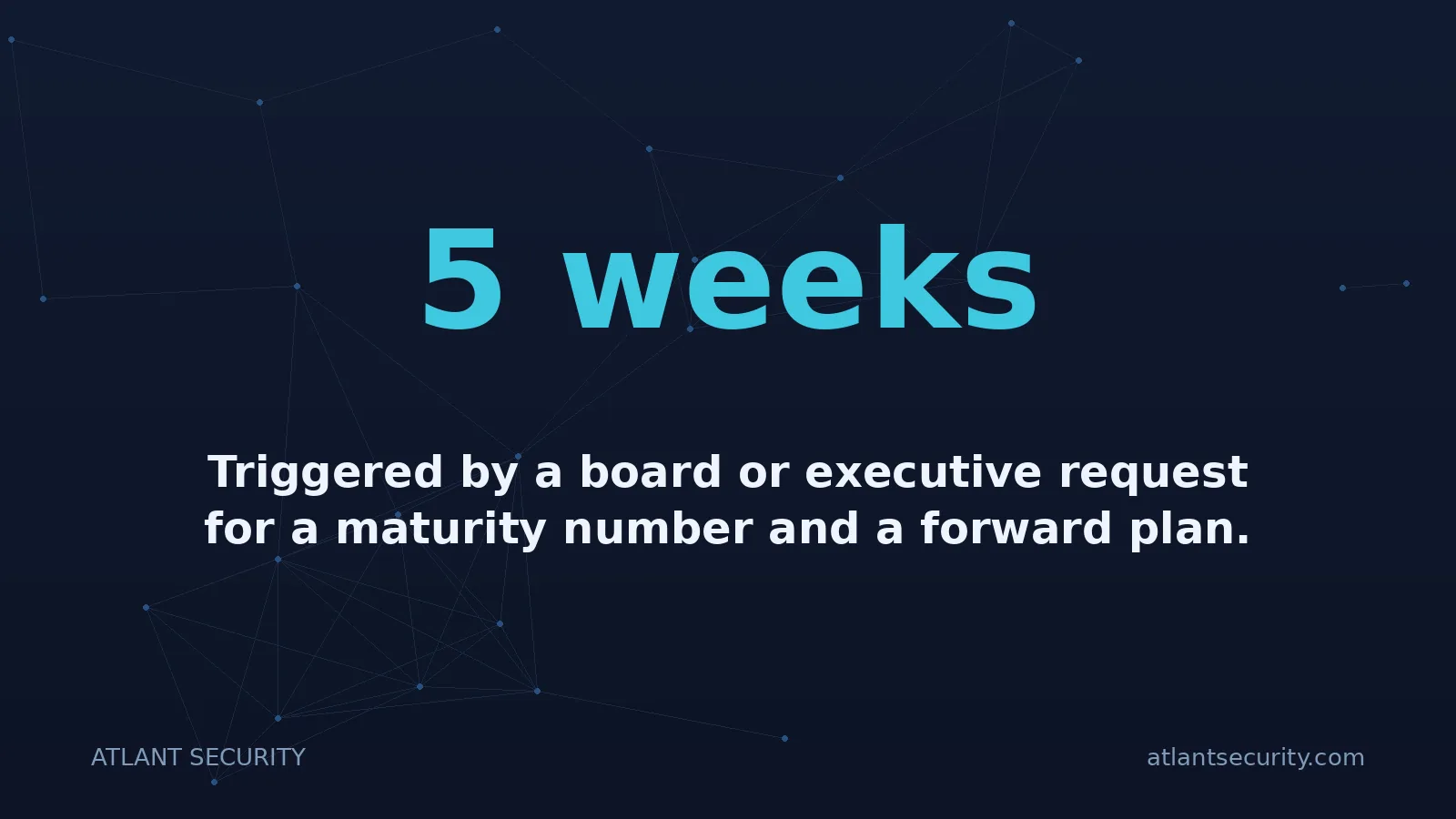 5 weeks: Triggered by a board or executive request for a maturity number and a forward plan.