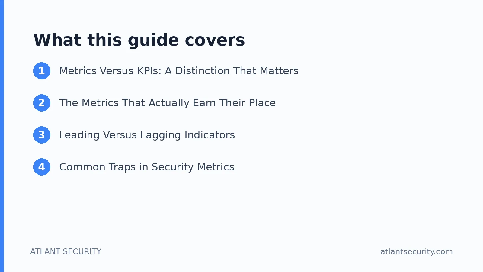 What this guide covers: Metrics Versus KPIs: A Distinction That Matters, The Metrics That Actually Earn Their Place, Leading Versus La