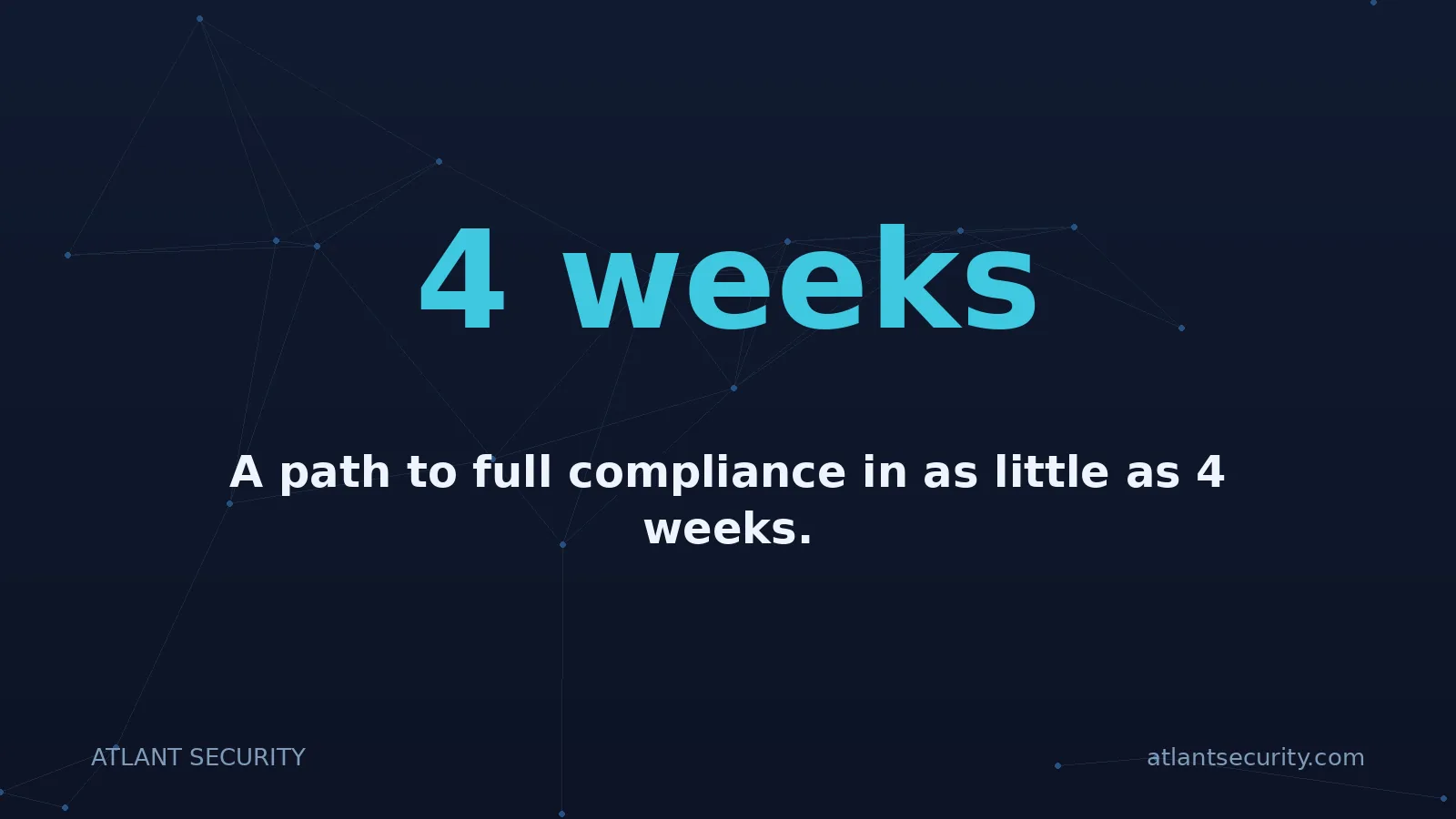 4 weeks: A path to full compliance in as little as 4 weeks.