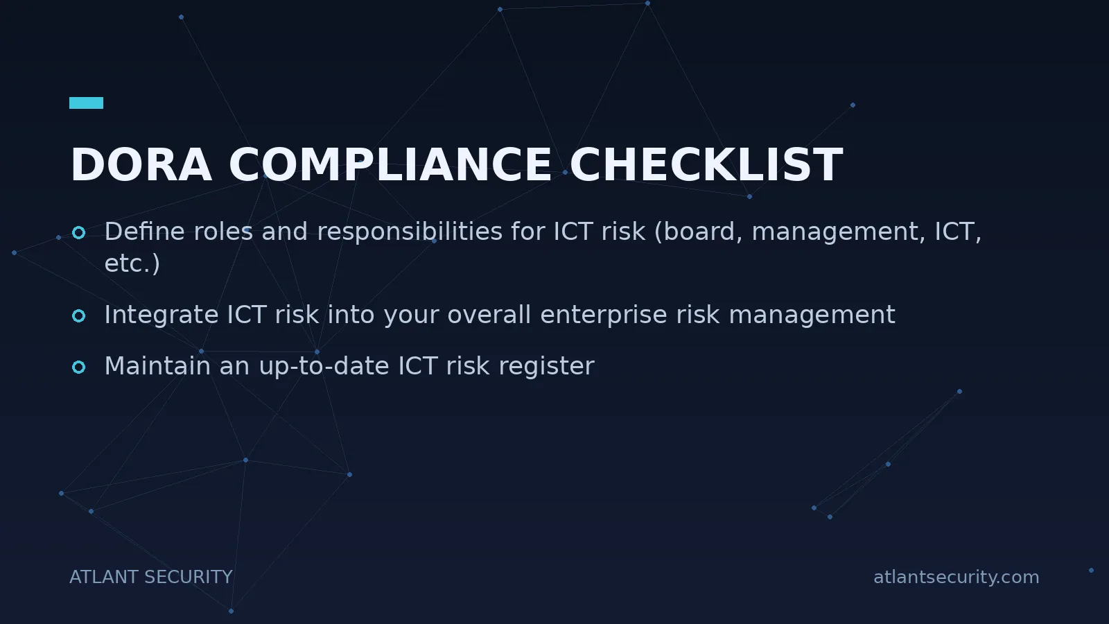 DORA COMPLIANCE CHECKLIST - key points