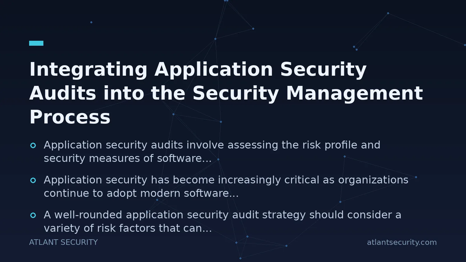 Integrating Application Security Audits into the Security Management Process - key points