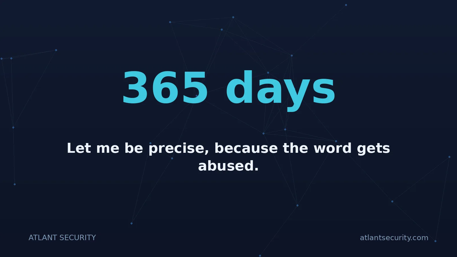 365 days: Let me be precise, because the word gets abused.