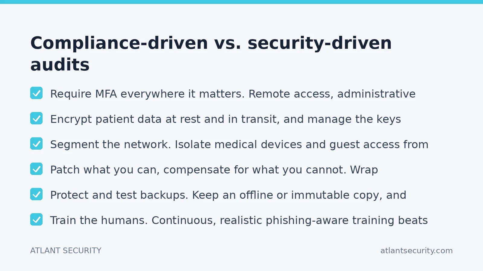 Checklist: Compliance-driven vs. security-driven audits