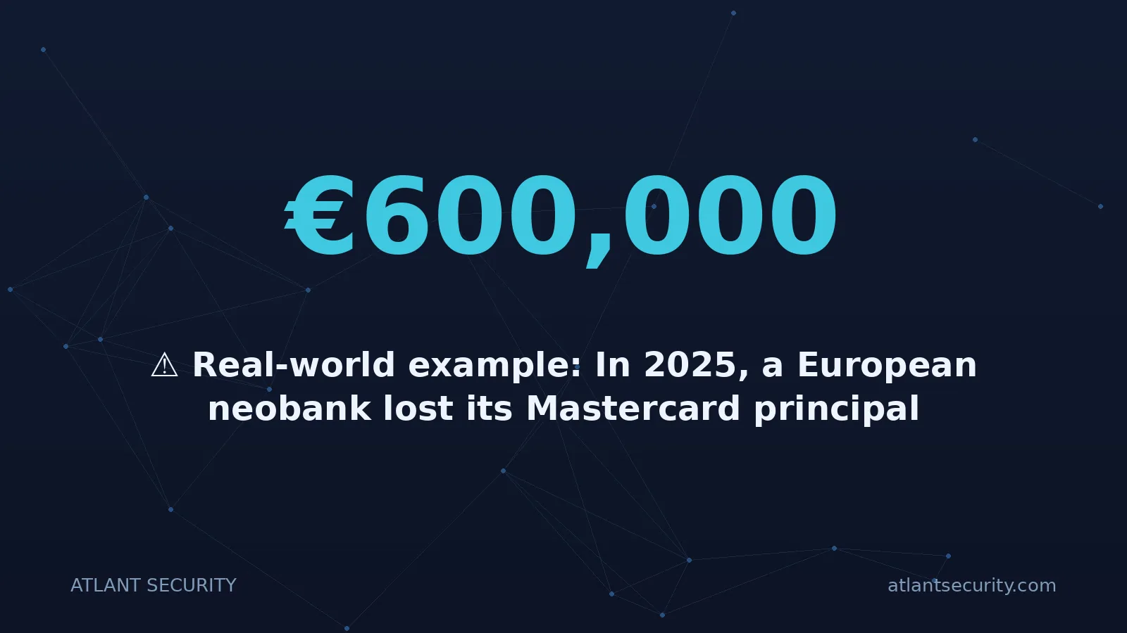 €600,000: ⚠️ Real-world example: In 2025, a European neobank lost its Mastercard principal membership - not be