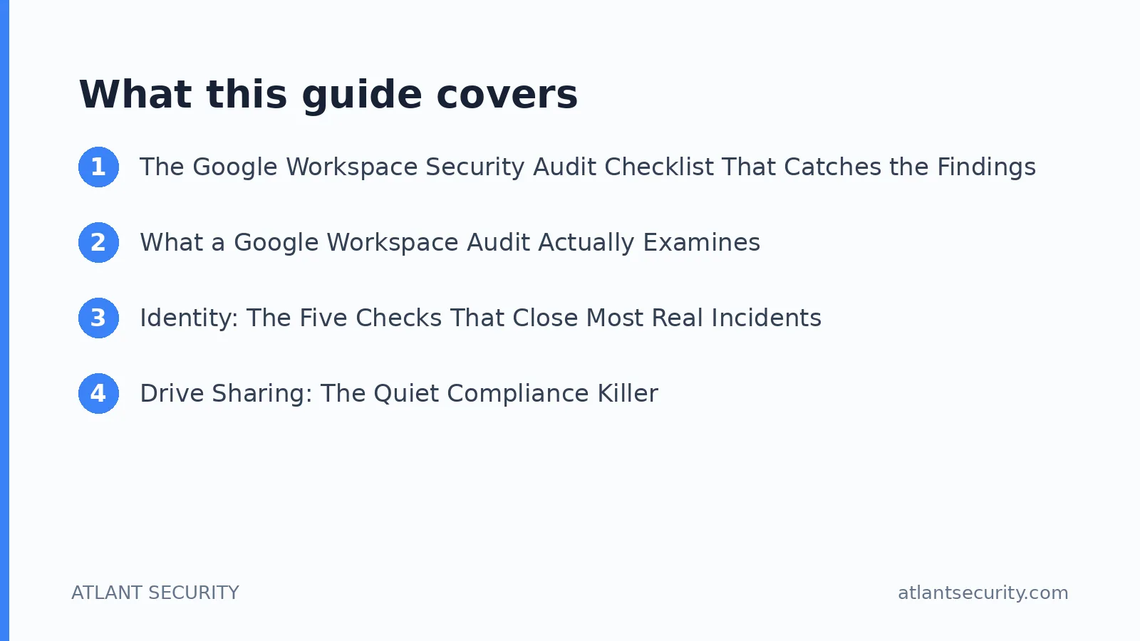 What this guide covers: The Google Workspace Security Audit Checklist That Catches the Findings Your IT Vendor Missed, What a Google W