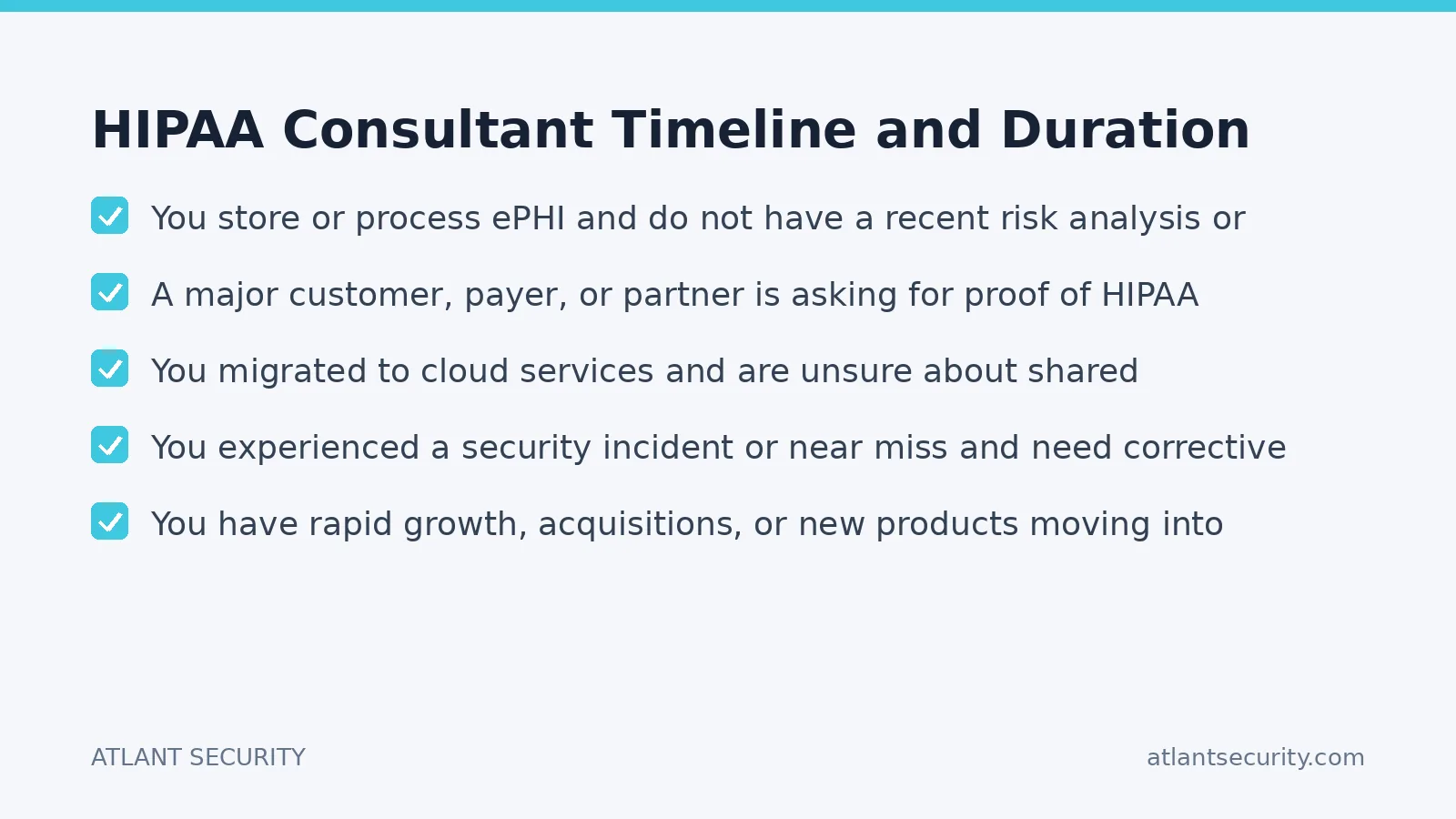 Checklist: HIPAA Consultant Timeline and Duration