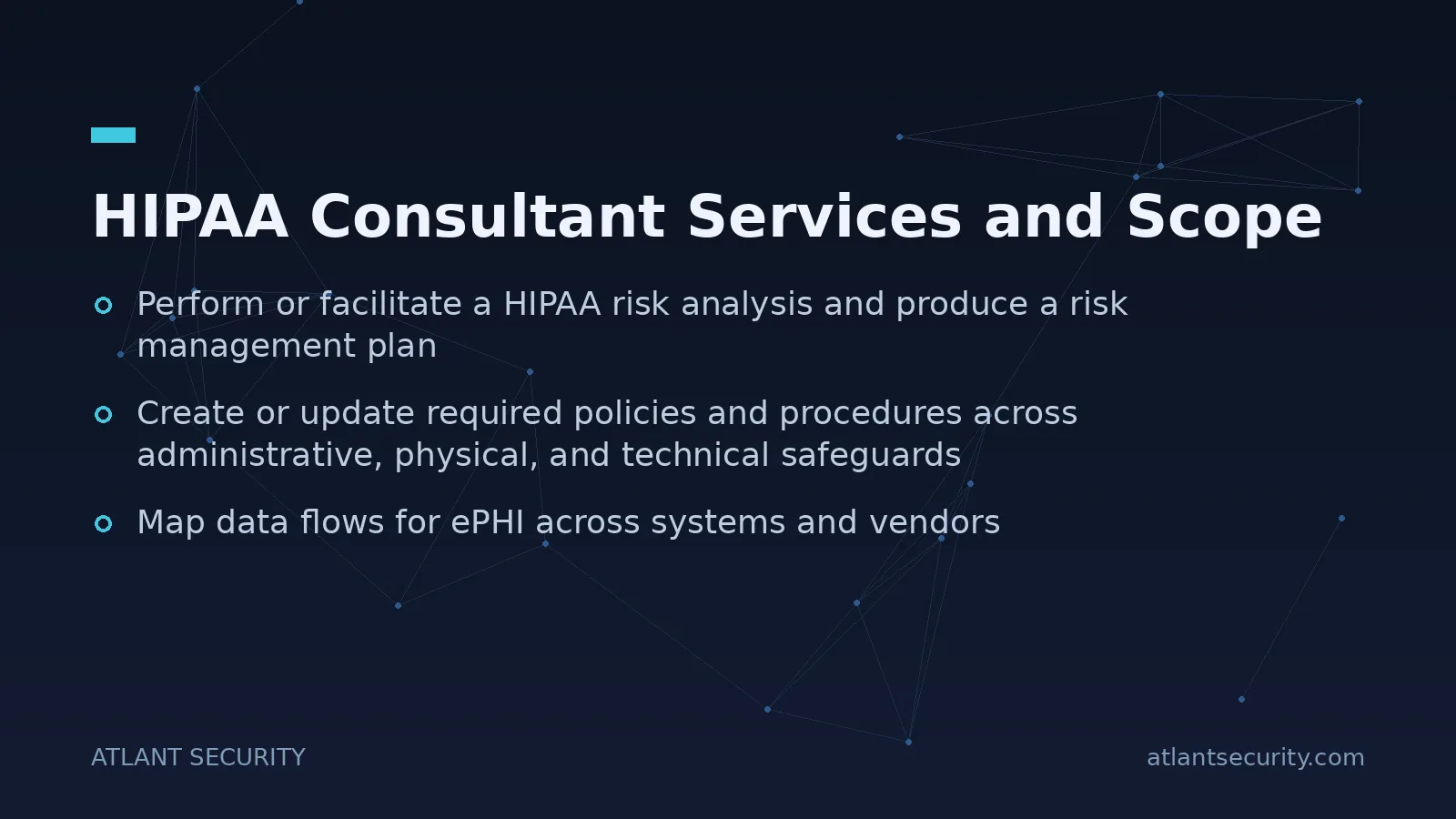 HIPAA Consultant Services and Scope - key points