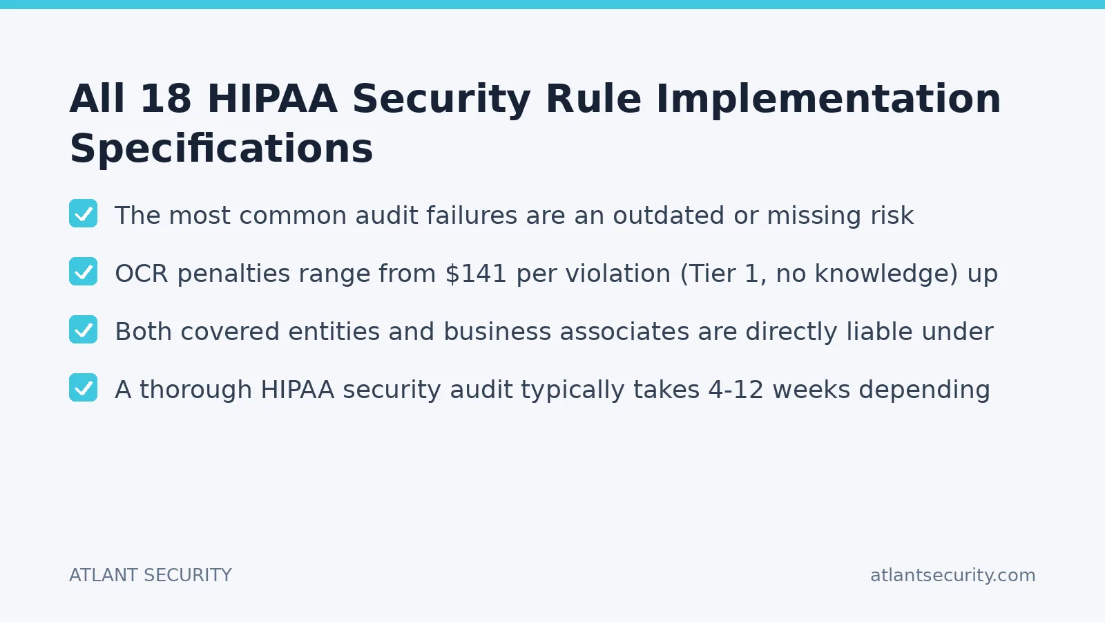 Checklist: All 18 HIPAA Security Rule Implementation Specifications