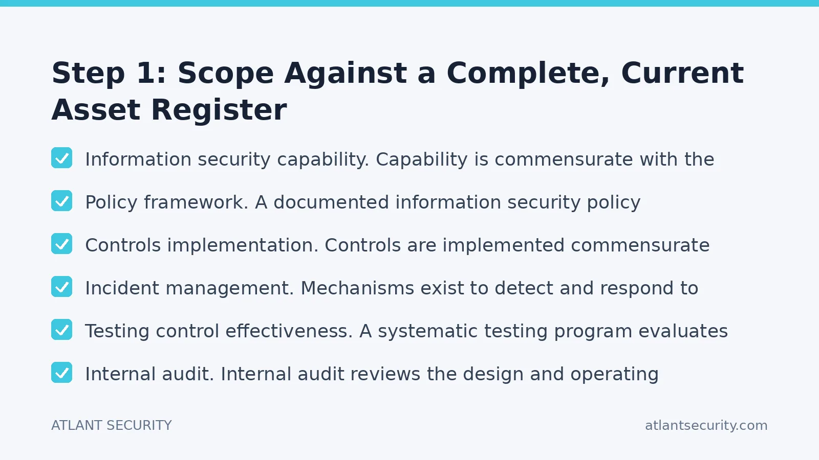 Checklist: Step 1: Scope Against a Complete, Current Asset Register