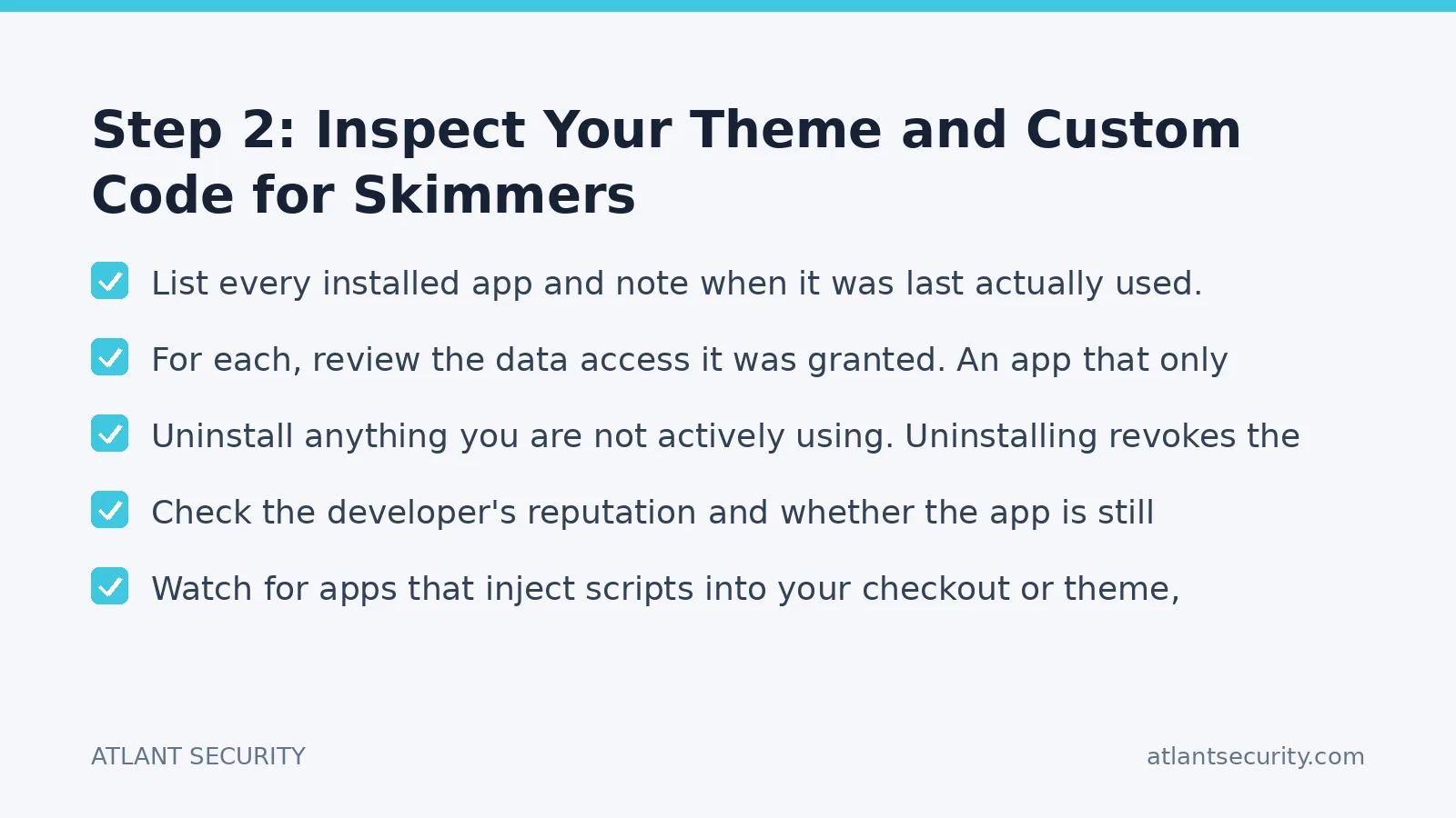 Checklist: Step 2: Inspect Your Theme and Custom Code for Skimmers