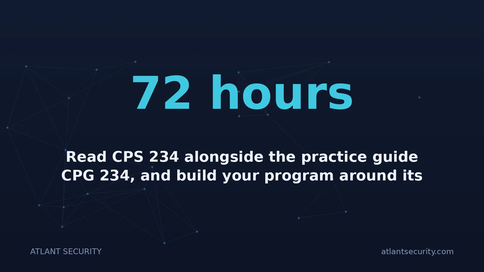 72 hours: Read CPS 234 alongside the practice guide CPG 234, and build your program around its core obligation