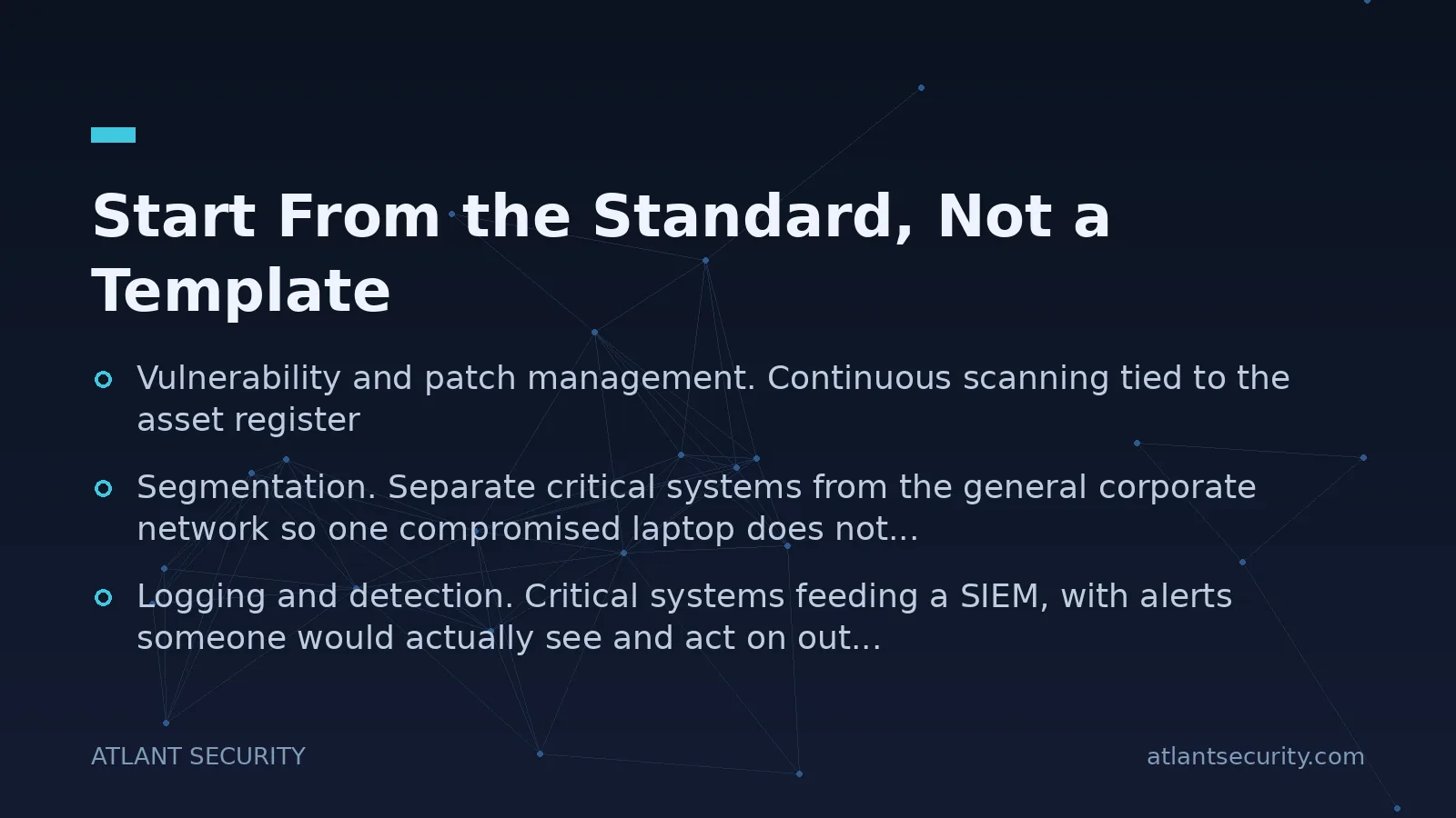 Start From the Standard, Not a Template - key points