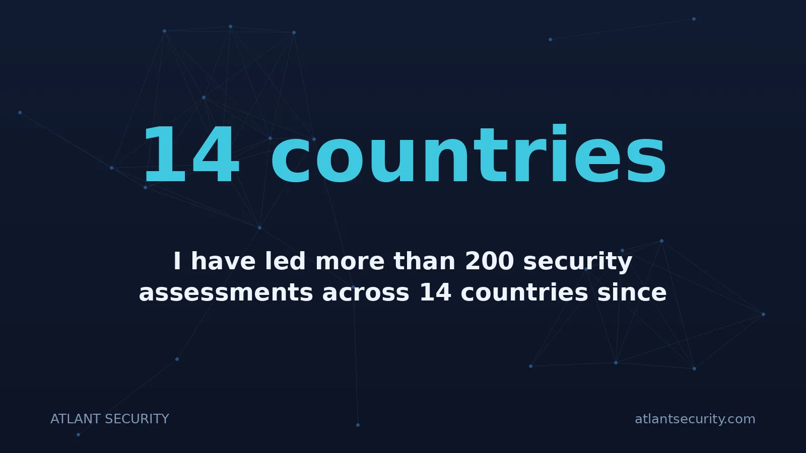 14 countries: I have led more than 200 security assessments across 14 countries since 2013