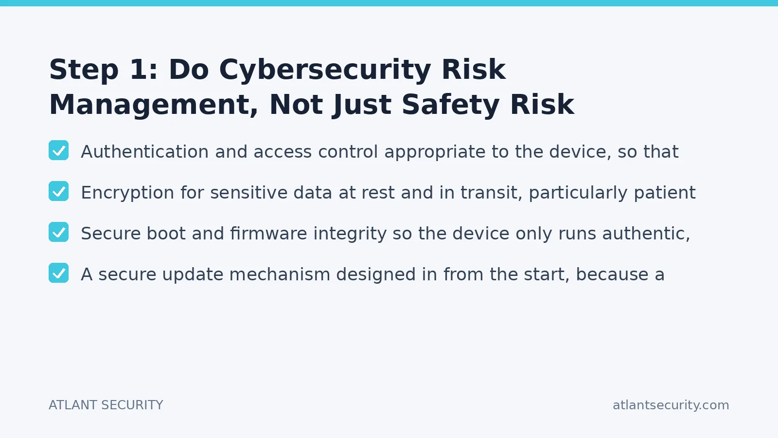 Checklist: Step 1: Do Cybersecurity Risk Management, Not Just Safety Risk
