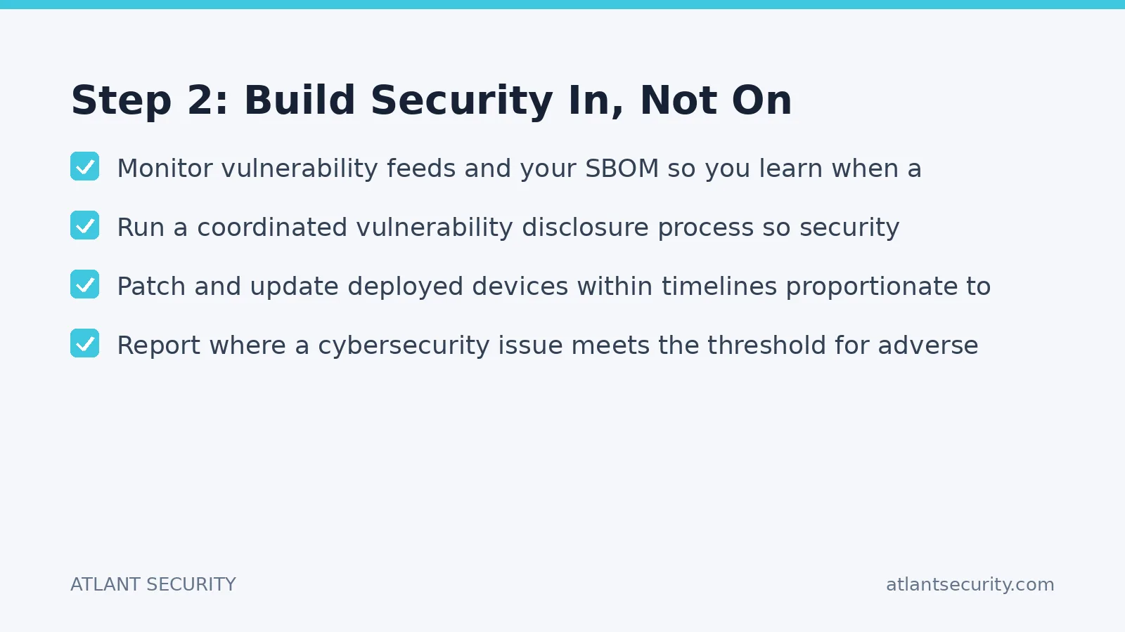 Checklist: Step 2: Build Security In, Not On
