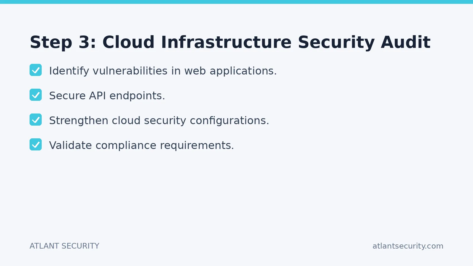 Checklist: Step 3: Cloud Infrastructure Security Audit