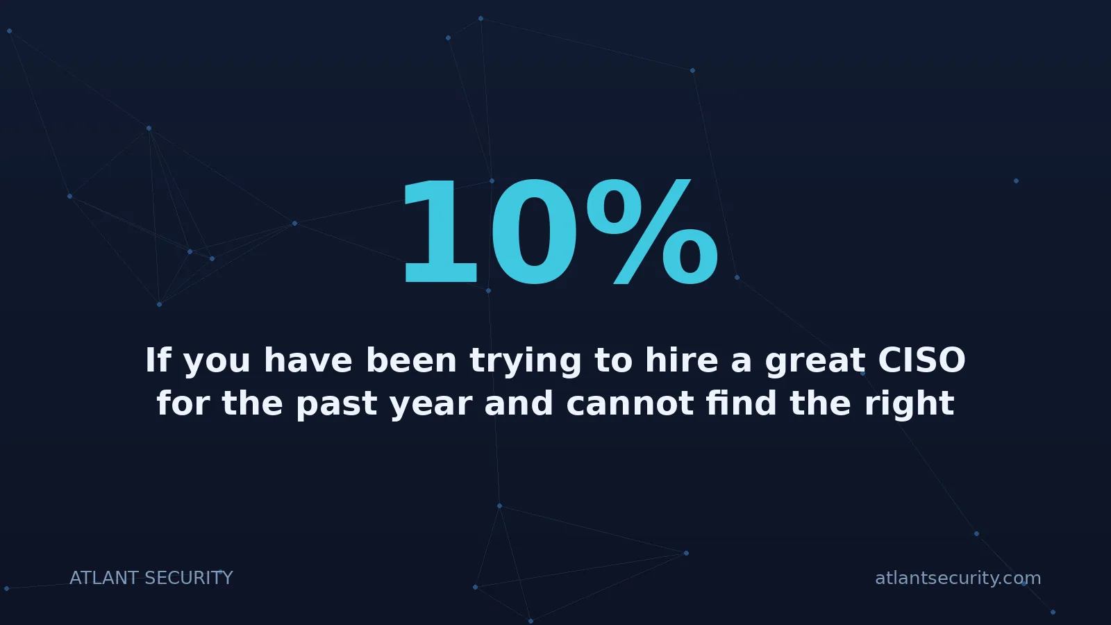 10%: If you have been trying to hire a great CISO for the past year and cannot find the right candidate