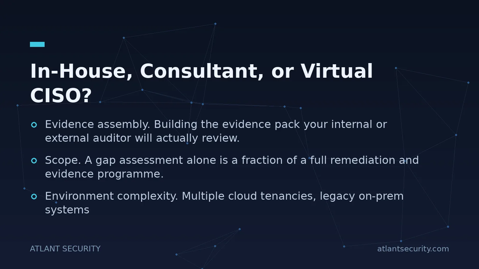 In-House, Consultant, or Virtual CISO? - key points