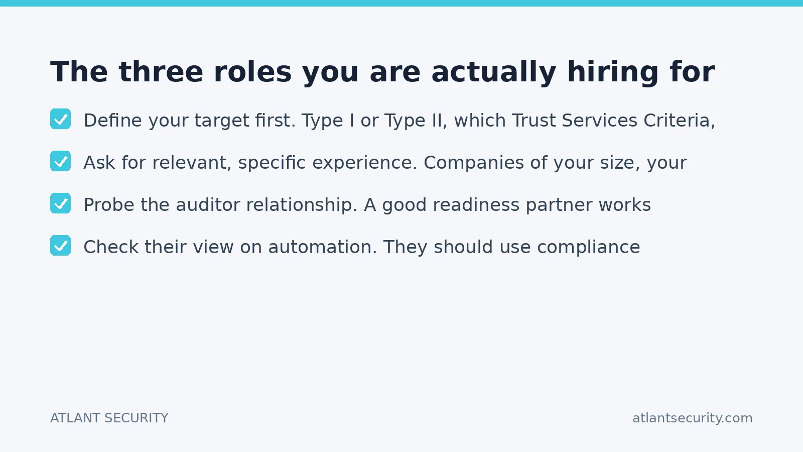 Checklist: The three roles you are actually hiring for