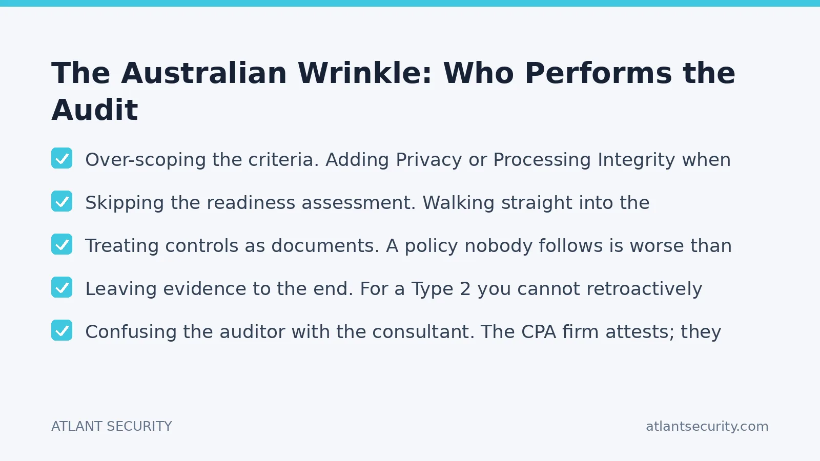 Checklist: The Australian Wrinkle: Who Performs the Audit