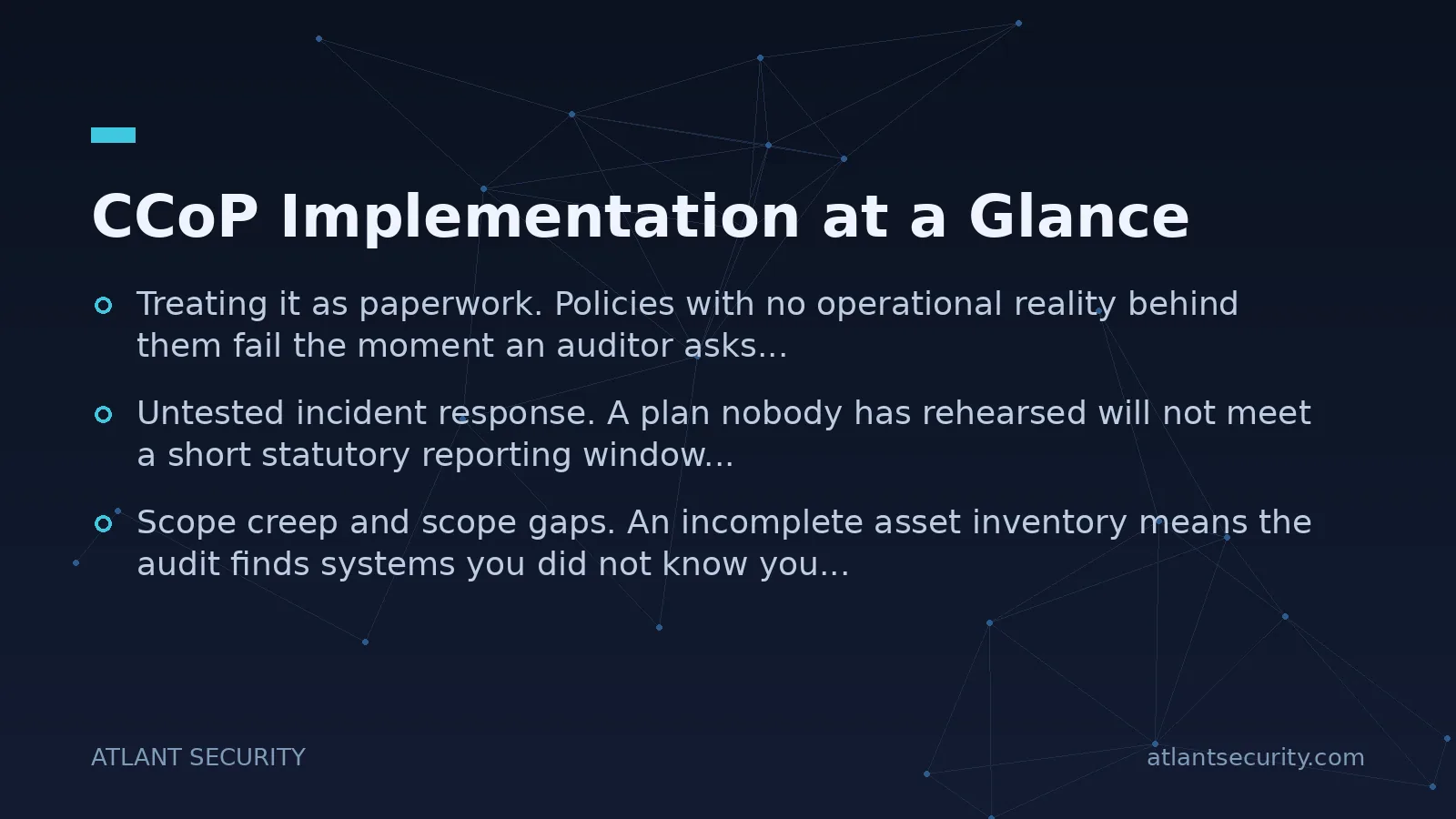 CCoP Implementation at a Glance - key points