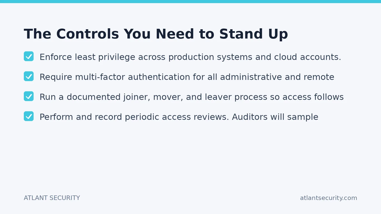 Checklist: The Controls You Need to Stand Up