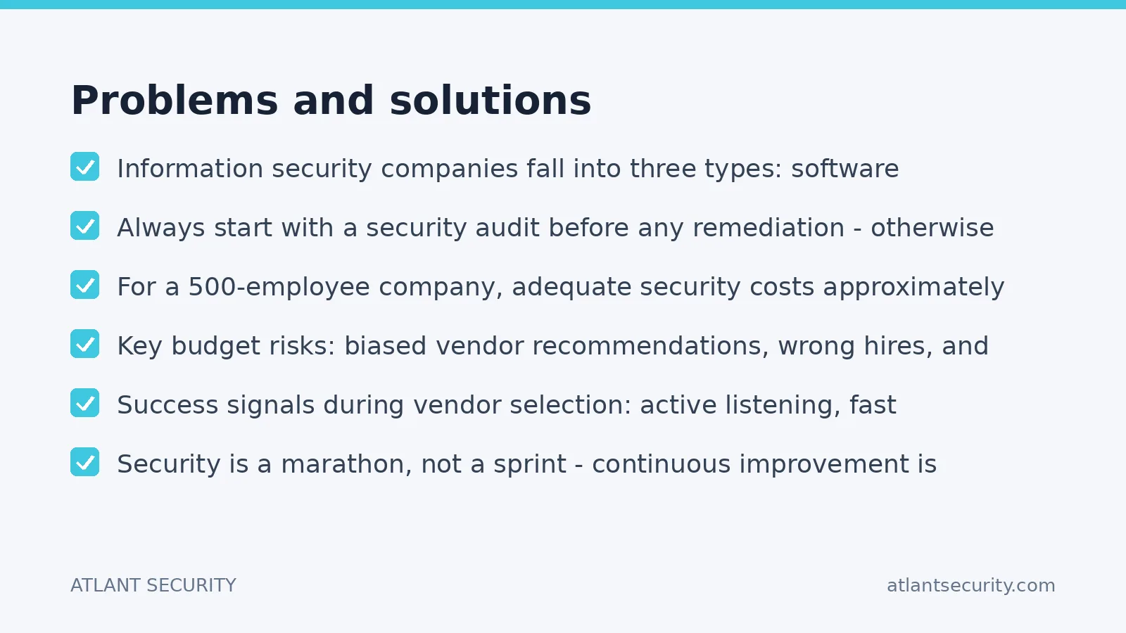 Checklist: Problems and solutions