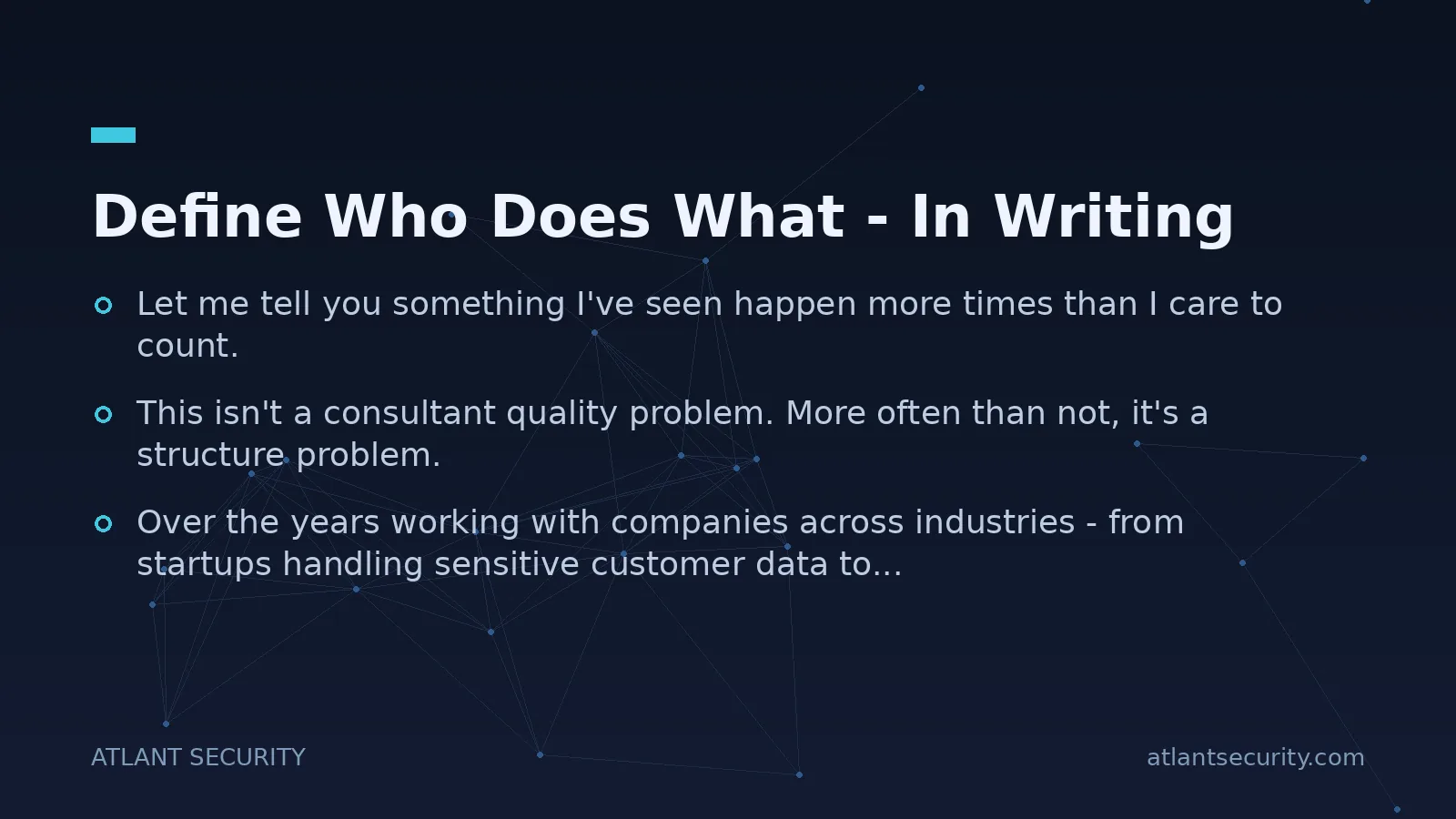 Define Who Does What - In Writing - key points