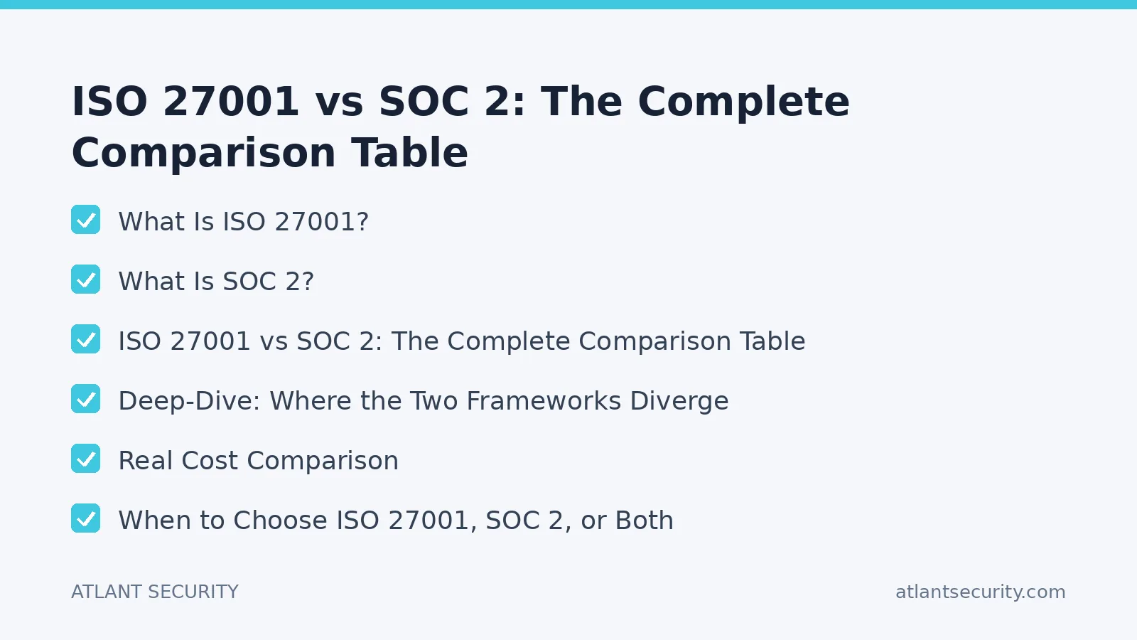 Checklist: ISO 27001 vs SOC 2: The Complete Comparison Table