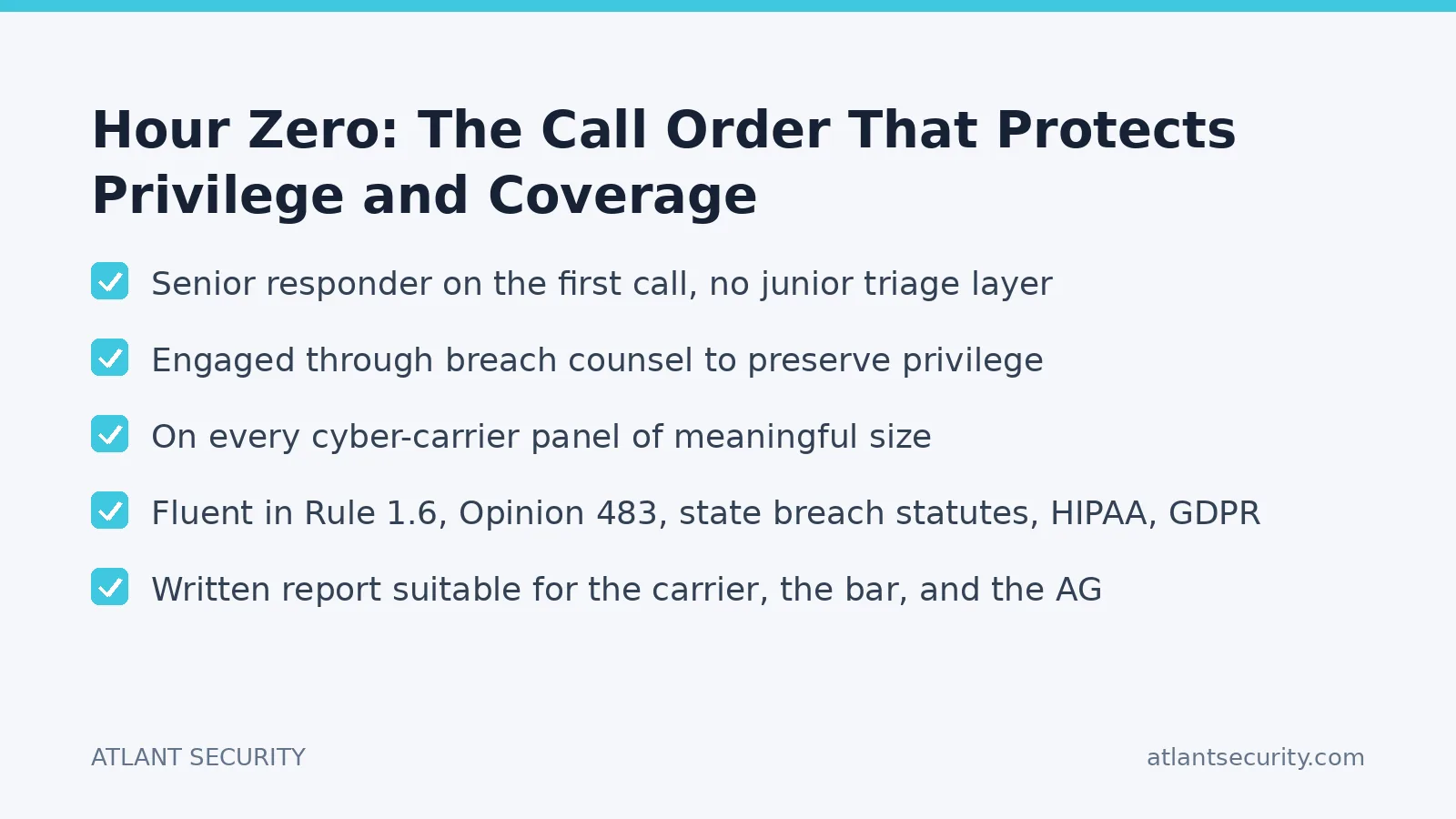 Checklist: Hour Zero: The Call Order That Protects Privilege and Coverage