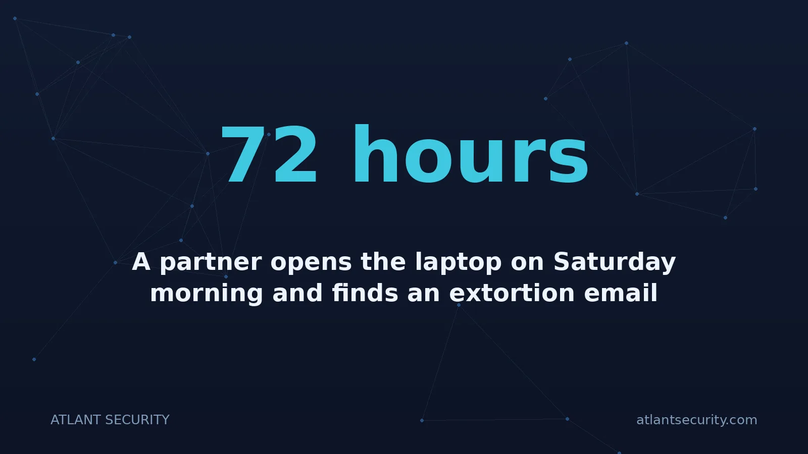 72 hours: A partner opens the laptop on Saturday morning and finds an extortion email addressed to the firm by