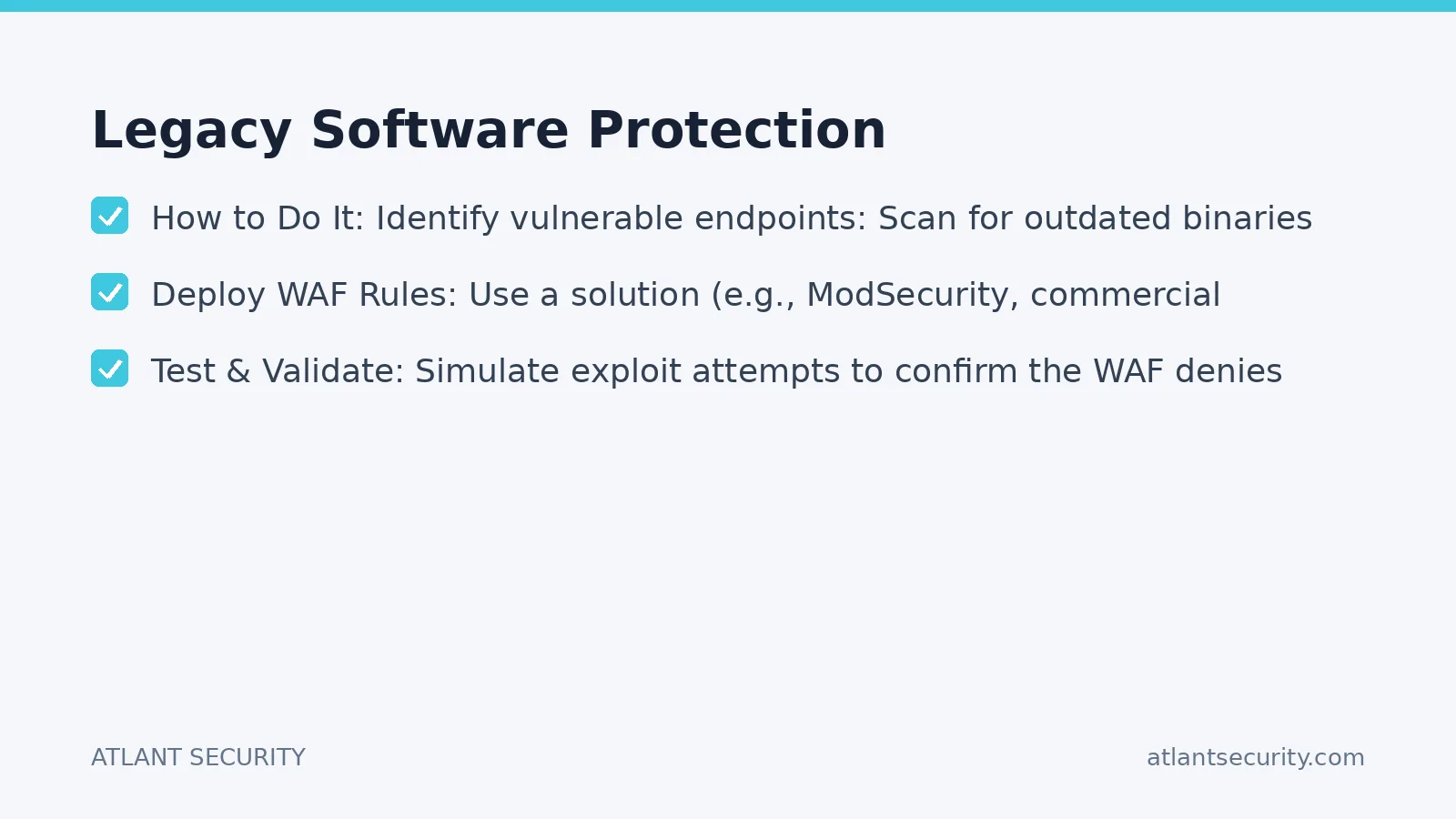 Checklist: Legacy Software Protection