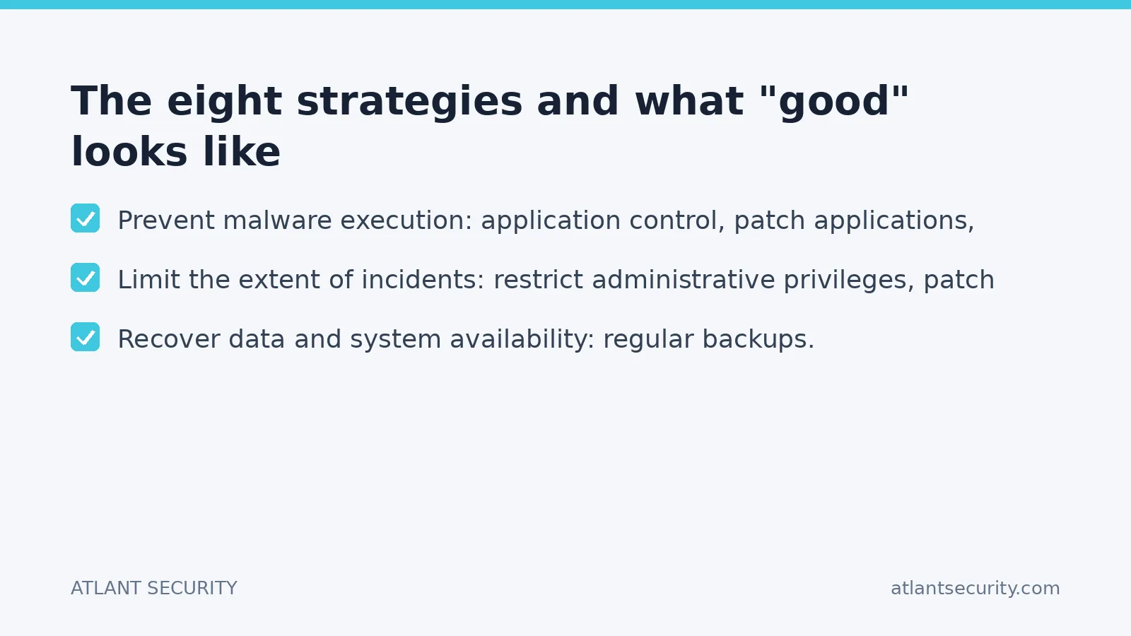 Checklist: The eight strategies and what "good" looks like