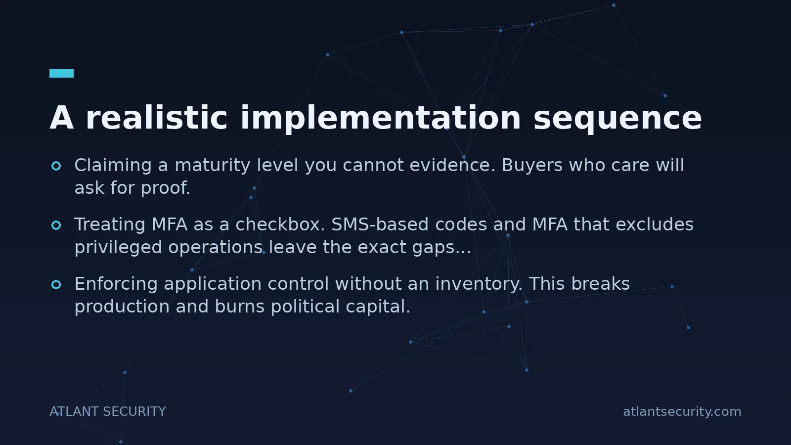 A realistic implementation sequence - key points