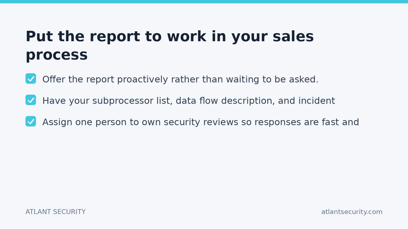 Checklist: Put the report to work in your sales process