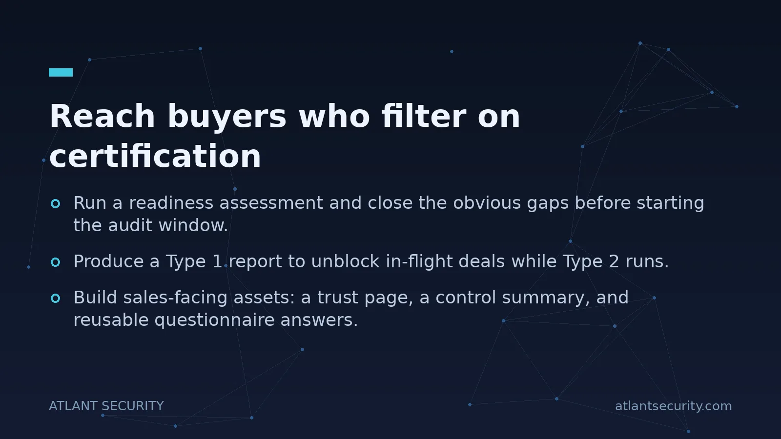 Reach buyers who filter on certification - key points