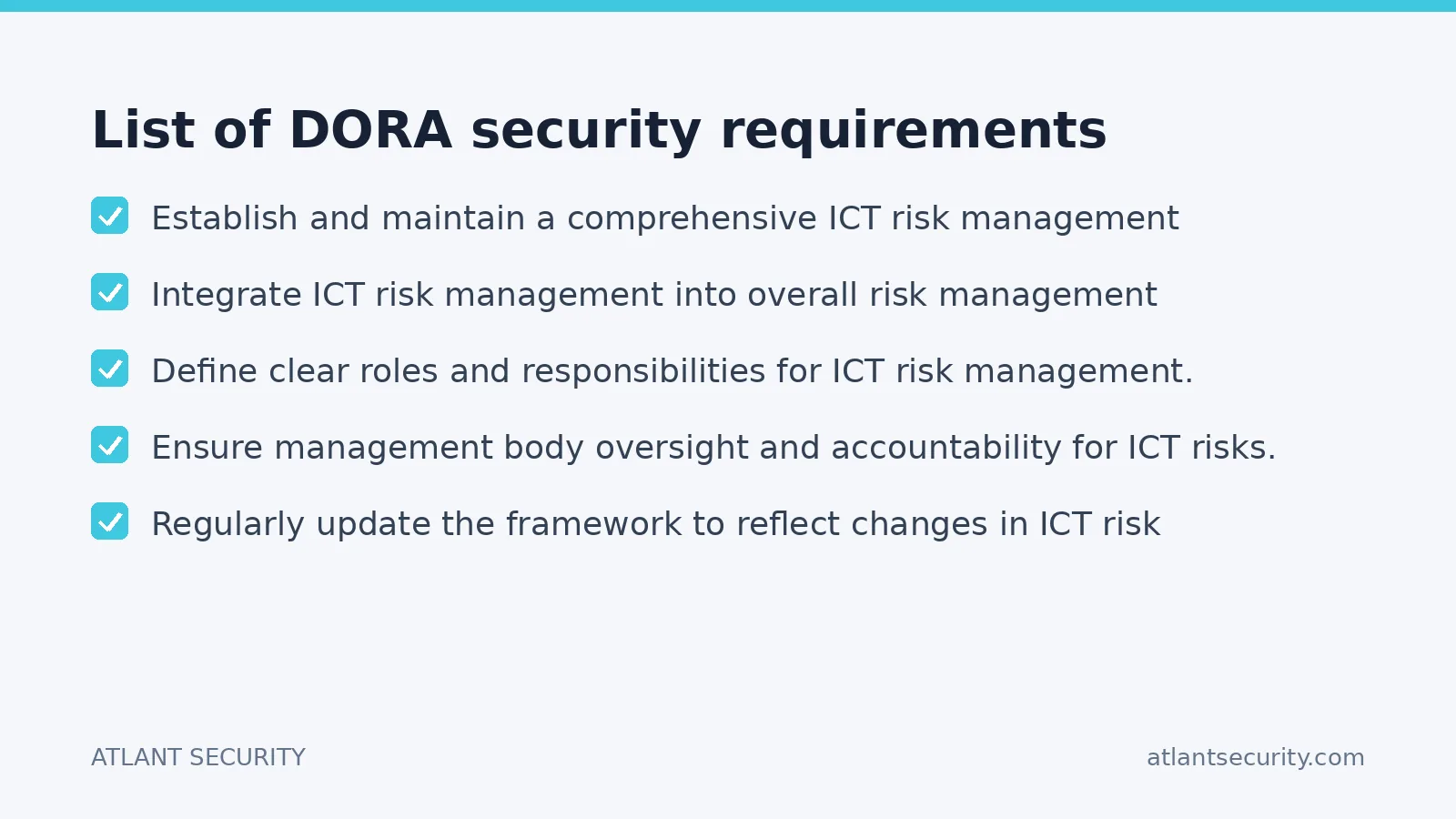 Checklist: List of DORA security requirements
