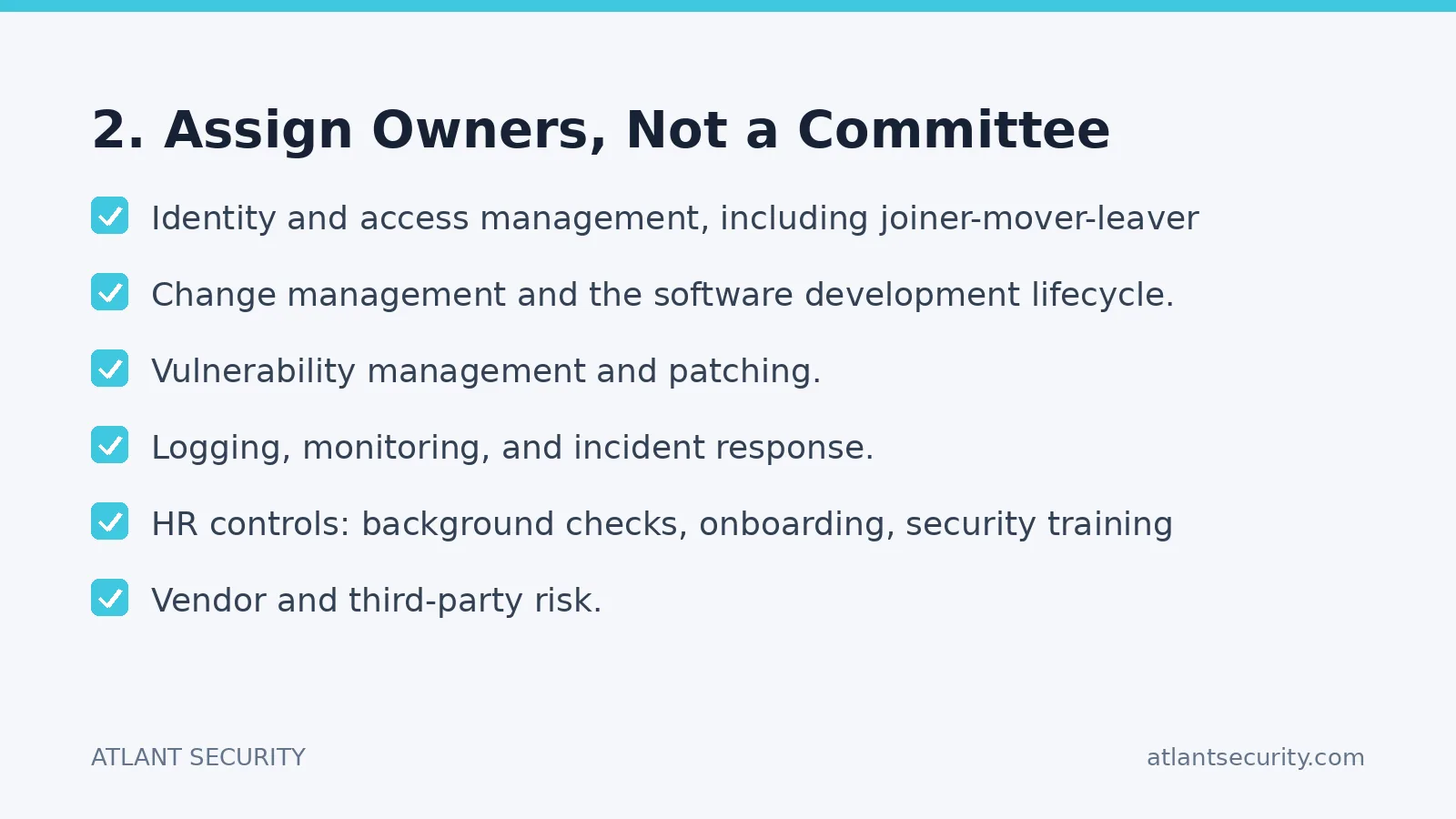 Checklist: 2. Assign Owners, Not a Committee