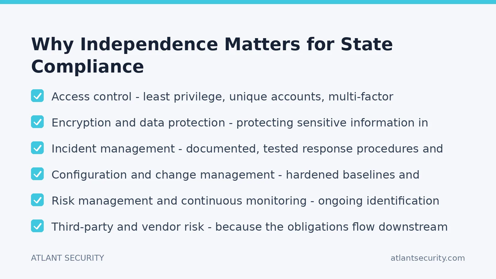Checklist: Why Independence Matters for State Compliance