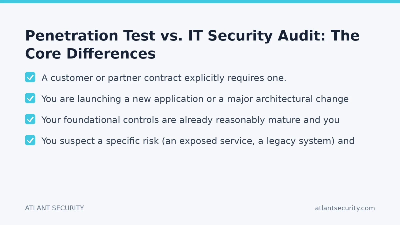 Checklist: Penetration Test vs. IT Security Audit: The Core Differences