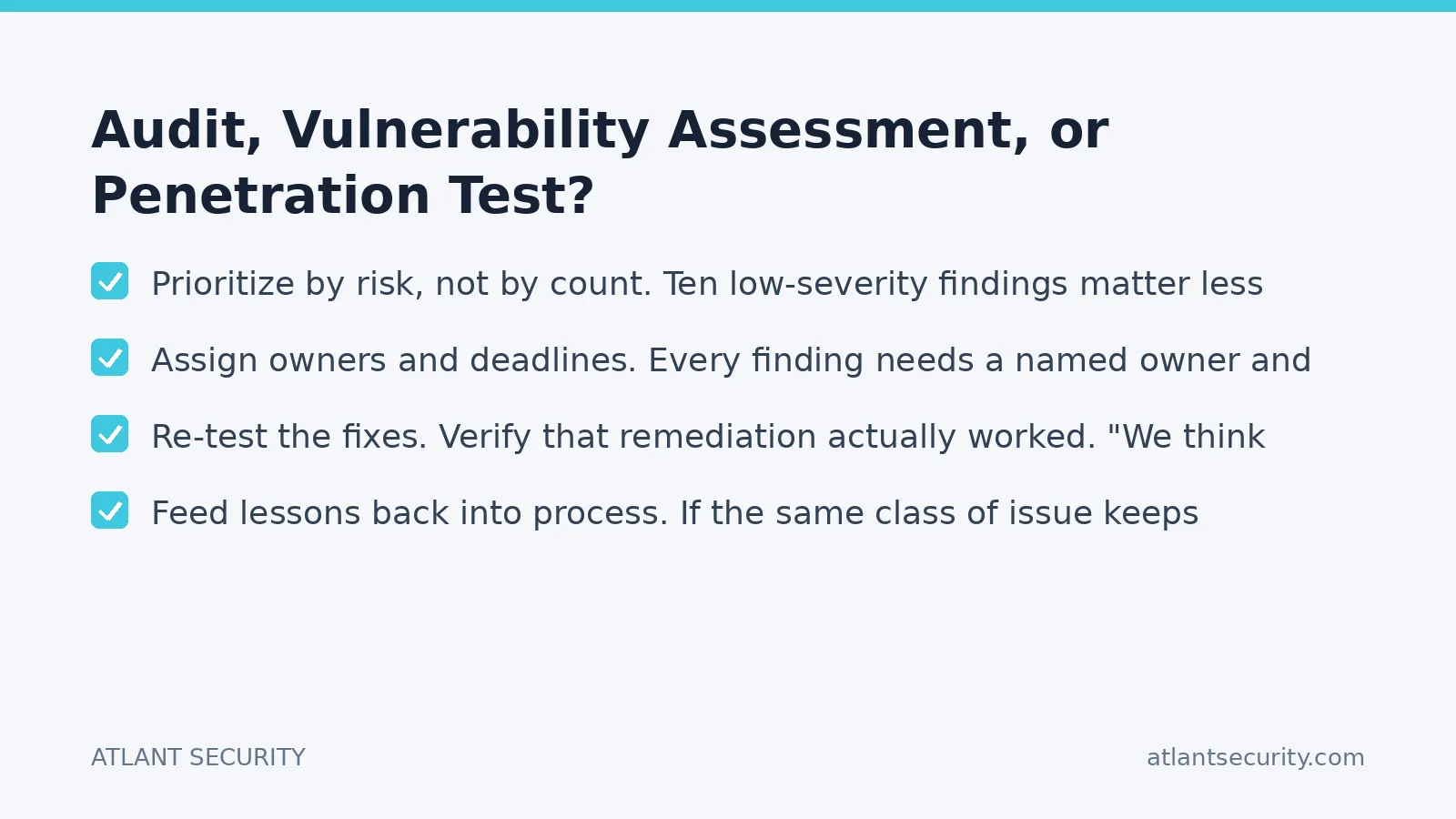 Checklist: Audit, Vulnerability Assessment, or Penetration Test?