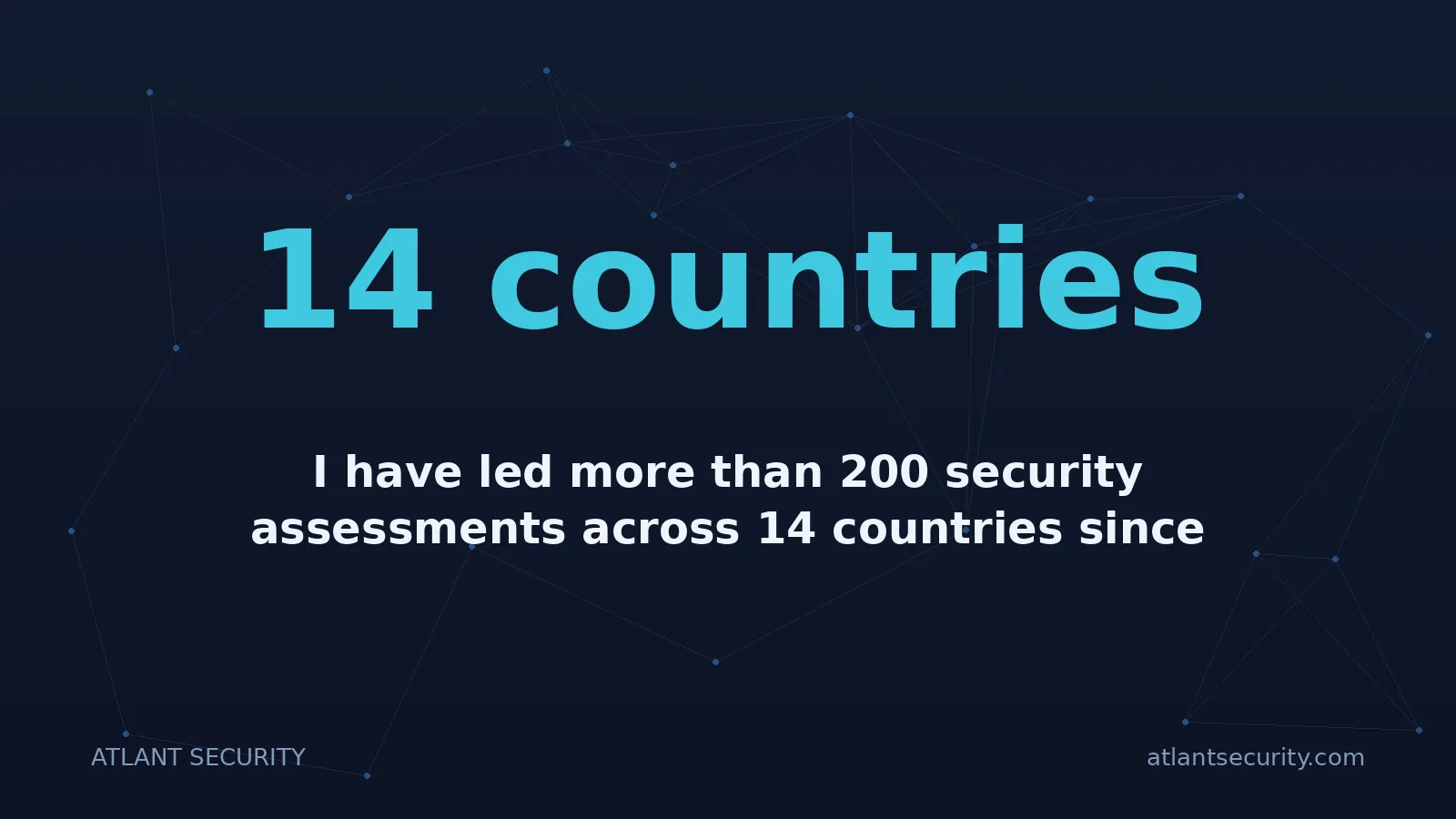 14 countries: I have led more than 200 security assessments across 14 countries since 2013
